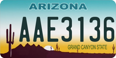 AZ license plate AAE3136