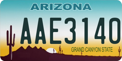 AZ license plate AAE3140