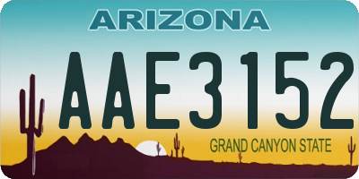 AZ license plate AAE3152