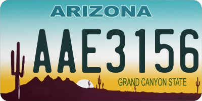 AZ license plate AAE3156