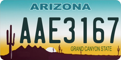 AZ license plate AAE3167