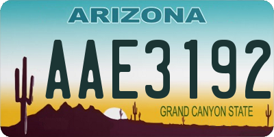 AZ license plate AAE3192