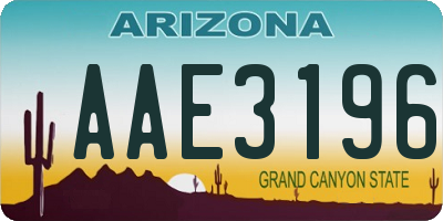 AZ license plate AAE3196
