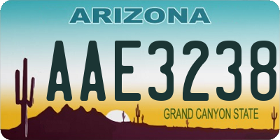 AZ license plate AAE3238