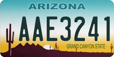 AZ license plate AAE3241