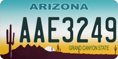 AZ license plate AAE3249