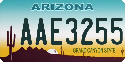 AZ license plate AAE3255