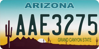AZ license plate AAE3275