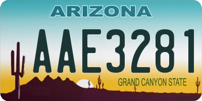 AZ license plate AAE3281