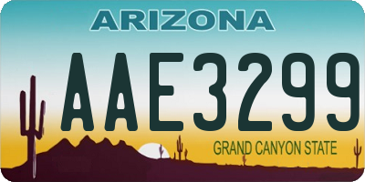 AZ license plate AAE3299