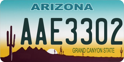 AZ license plate AAE3302