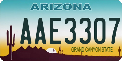 AZ license plate AAE3307