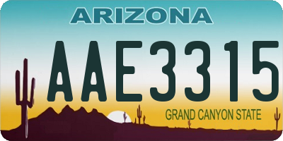 AZ license plate AAE3315