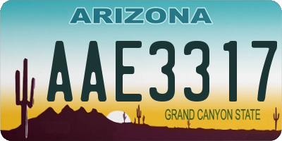 AZ license plate AAE3317