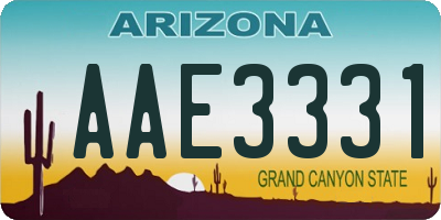 AZ license plate AAE3331