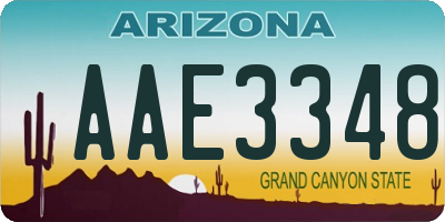 AZ license plate AAE3348