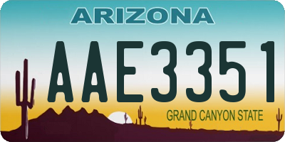 AZ license plate AAE3351