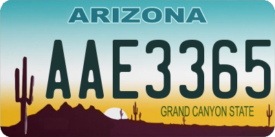 AZ license plate AAE3365