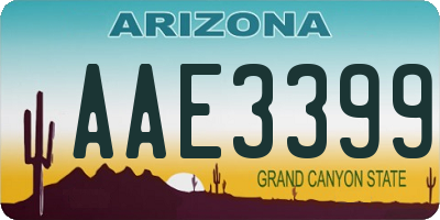 AZ license plate AAE3399