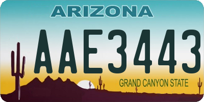 AZ license plate AAE3443