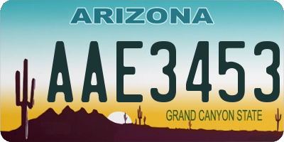 AZ license plate AAE3453