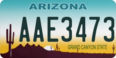 AZ license plate AAE3473