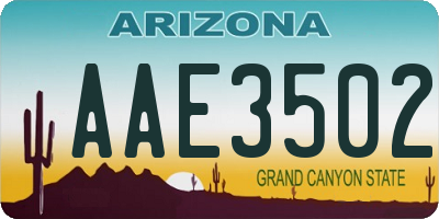 AZ license plate AAE3502
