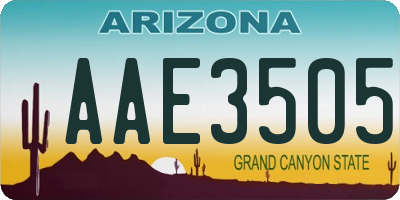 AZ license plate AAE3505