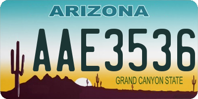 AZ license plate AAE3536