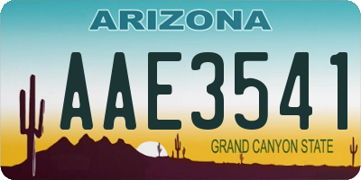 AZ license plate AAE3541