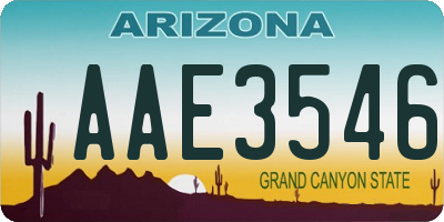 AZ license plate AAE3546