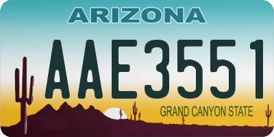 AZ license plate AAE3551
