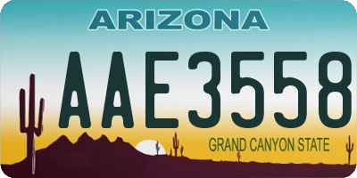 AZ license plate AAE3558