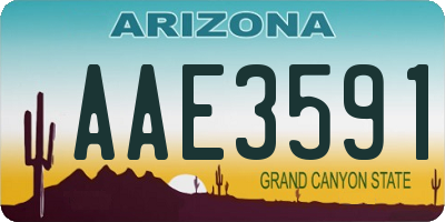 AZ license plate AAE3591