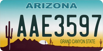 AZ license plate AAE3597
