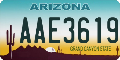 AZ license plate AAE3619