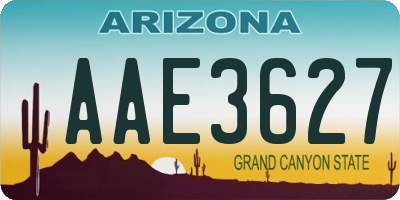 AZ license plate AAE3627