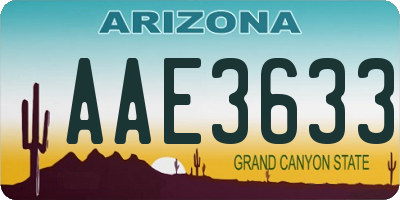 AZ license plate AAE3633