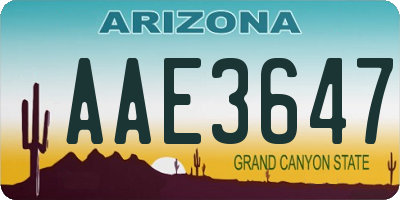 AZ license plate AAE3647