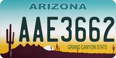 AZ license plate AAE3662