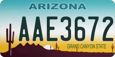 AZ license plate AAE3672