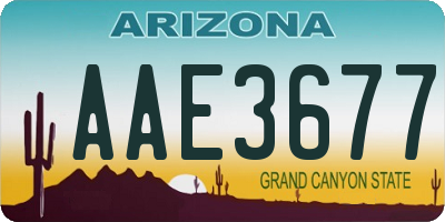 AZ license plate AAE3677