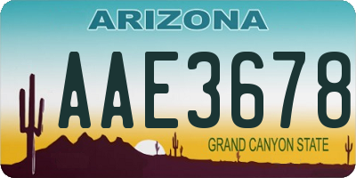 AZ license plate AAE3678