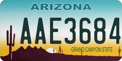 AZ license plate AAE3684