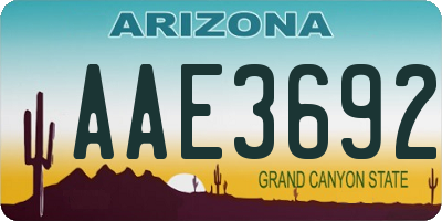 AZ license plate AAE3692