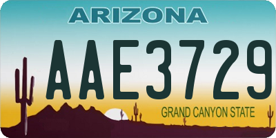 AZ license plate AAE3729