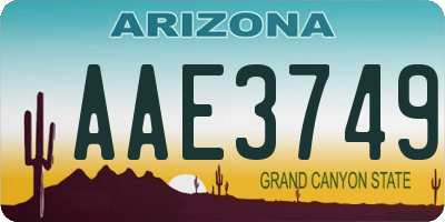 AZ license plate AAE3749