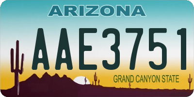 AZ license plate AAE3751
