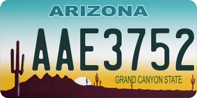 AZ license plate AAE3752