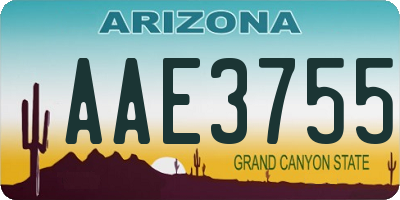 AZ license plate AAE3755